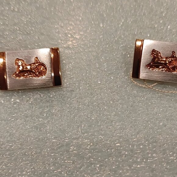 CELINE Paris Cufflinks Gold Plated, Arc de Triomphe on back. Made in Japan. - Picture 15 of 16